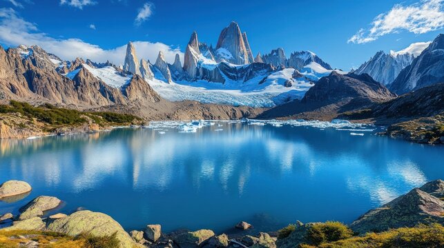 Majestic Fitz Roy: Patagonia's Glacial Lake Serenity