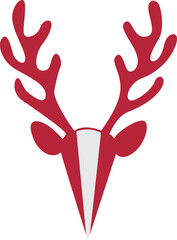 Red Deer Antlers Head Design Graphic