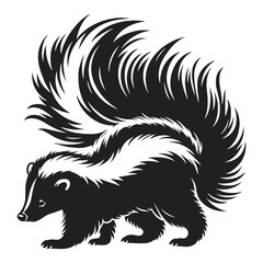 Clean skunk silhouette vector designed for versatile design assets – skunk silhouette – skunk vector – skunk illustration – silhouette of skunk – skunk icon

