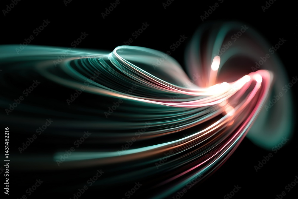 Poster colorful light trails create a mesmerizing abstract pattern on a dark background in this stunning di