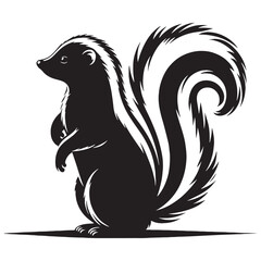 Sleek skunk silhouette vector crafted for modern branding – skunk silhouette – skunk vector – skunk illustration – silhouette of skunk – skunk icon


