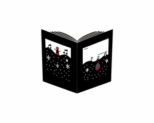 creative Silhouette Caroling Book with Notes Icon Vector Illustration 
