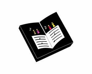creative Silhouette Caroling Book with Notes Icon Vector Illustration 
