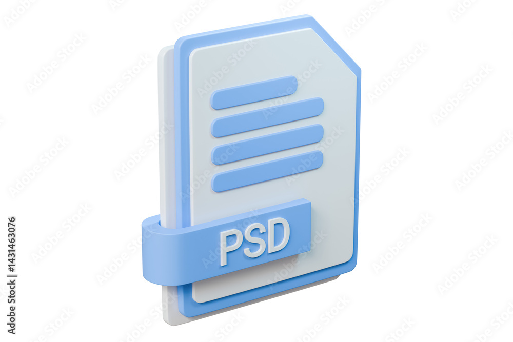 Poster 3d file folder document psd icon. minimal word psd sheet presentation document icon. document form. 