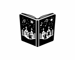 creative Silhouette Caroling Book with Notes Icon Vector Illustration 
