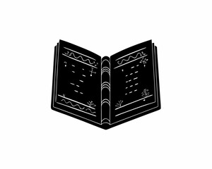 creative Silhouette Caroling Book with Notes Icon Vector Illustration 

