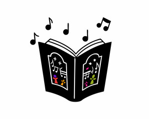 creative Silhouette Caroling Book with Notes Icon Vector Illustration 
