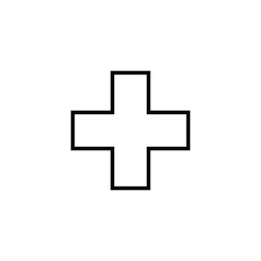 Plus outline. Square plus sign line icon vector flat design.