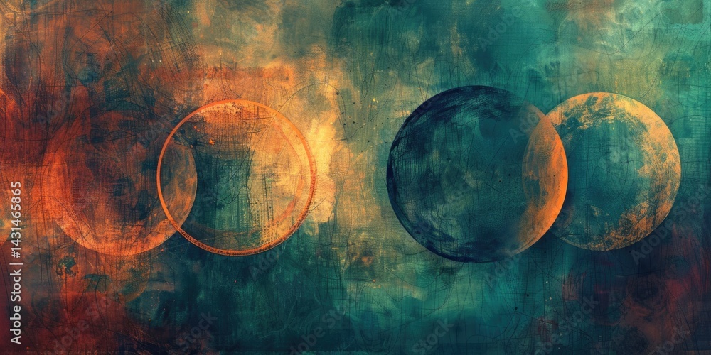 Aufkleber abstract circle geometric shapes effect on surface of digital cyber design express scene of cyberspa