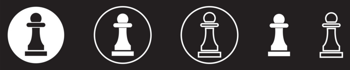 Chess pawn icon Thin line vector illustration set