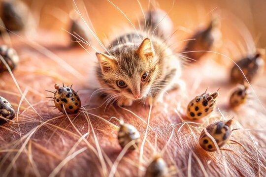 Cat Ear Mites: Close-up Microscopic View of Infestation