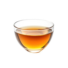 Black tea cup shot from above on white background. Copy space