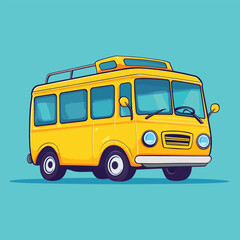 Bus mascot cute cartoon no details solid background bright