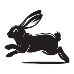Structured running rabbit silhouette vector with precise line work – running rabbit silhouette – running rabbit vector – running rabbit illustration – silhouette of running rabbit