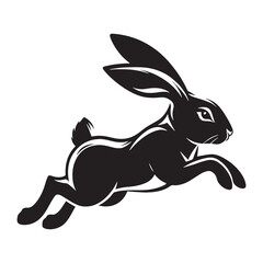 Clean-form running rabbit vector with crisp silhouette presentation – running rabbit silhouette – running rabbit vector – running rabbit illustration – silhouette of running rabbit 