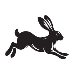 Balanced running rabbit vector silhouette ideal for versatile use – running rabbit silhouette – running rabbit vector – running rabbit illustration – silhouette of running rabbit 