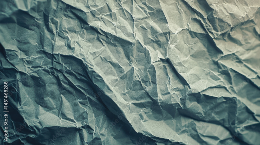 Poster crumpled paper texture with intricate folds and shadows creates unique visual appeal