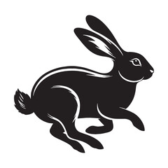 Refined-profile running rabbit icon silhouette for professional projects – running rabbit silhouette – running rabbit vector – running rabbit illustration – silhouette of running rabbit 