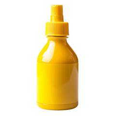 Isolated vibrant yellow bottle on transparent backdrop: modern minimalist design element