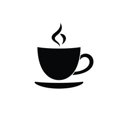 Black coffee cup vector icon illustration hot drink cafe beverage espresso tea silhouette isolated design 100