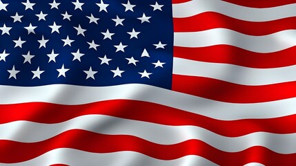 Obraz premium Waving American flag in high detail with realistic fabric folds and lighting, patriotic symbol of United States for national holidays, politics, military, government, freedom, democracy or education u