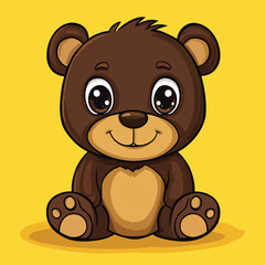 Bear mascot cute cartoon no details solid background bright
