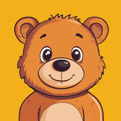 Bear mascot cute cartoon no details solid background bright