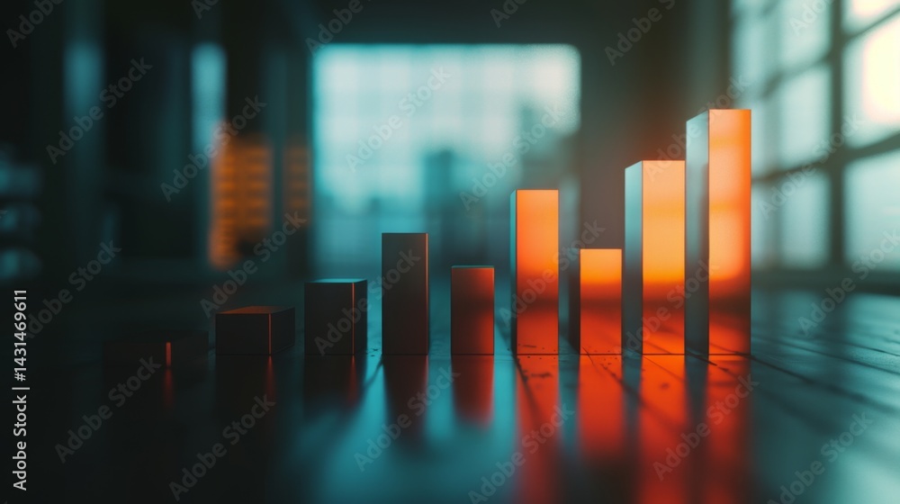 Aufkleber flat d bar chart with soft lighting and subtle shadows, aligned for business slides