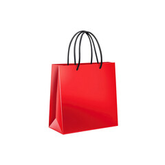 Red Shopping Bag with Black Handles - Isolated on Transparent Background