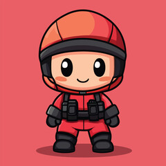 body guard mascot cute cartoon no details solid background bright