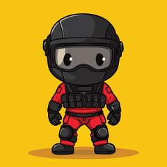 Fototapeta premium body guard mascot cute cartoon no details solid background bright