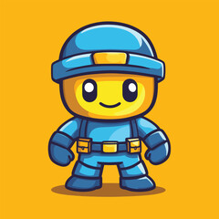 body guard mascot cute cartoon no details solid background bright