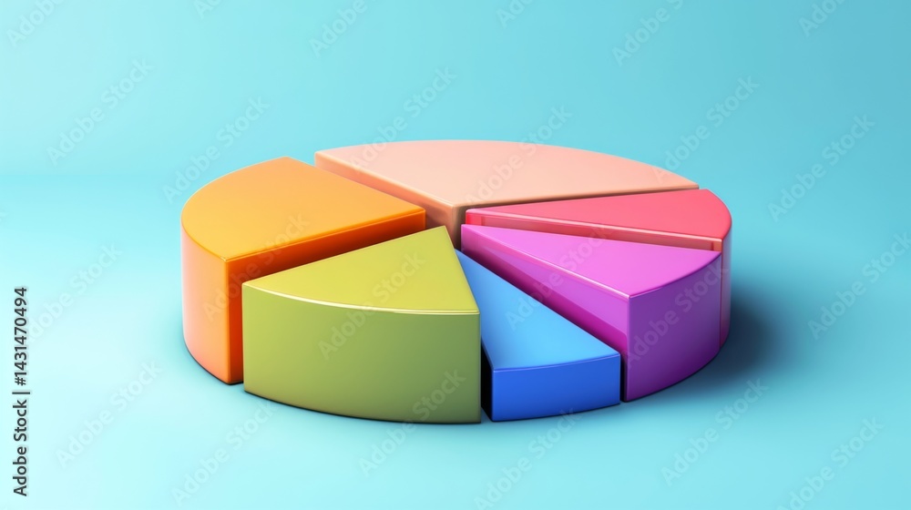 Aufkleber soft-lit d pie chart with uniform part sizes and clear separation for slide