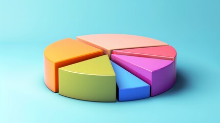 Fototapeta premium Soft-lit D pie chart with uniform part sizes and clear separation for slide