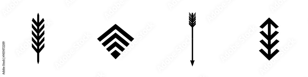 Poster unique vector illustration of various arrow designs in black and white for creative projects and gra