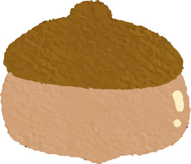 clip art cute watercolor illustration of nut, walnut, acorn autumn for background asset