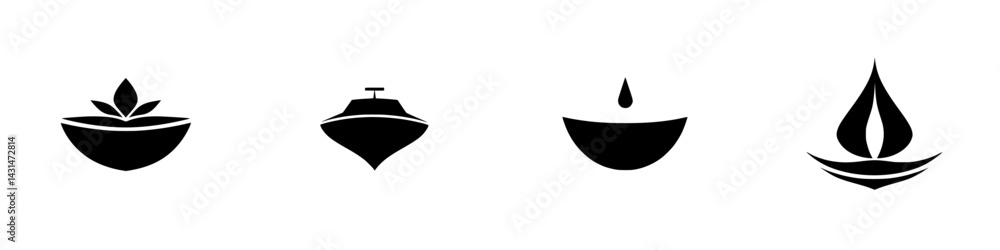 Poster illustration of various black and white icons depicting elements of relaxation and tranquility in si