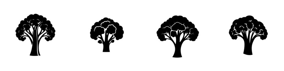 Various black and white vector tree illustrations suitable for design and creative projects