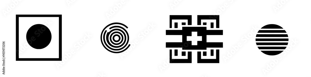 Poster black and white vector illustrations of geometric shapes and patterns in minimalist design