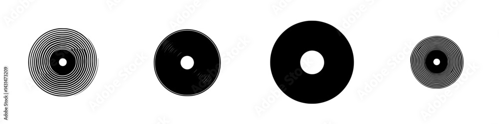 Poster vector illustration of black and white circular designs depicting varying line patterns and shapes i