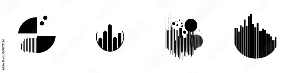 Poster vector illustration icons featuring abstract shapes and lines in black and white design elements for