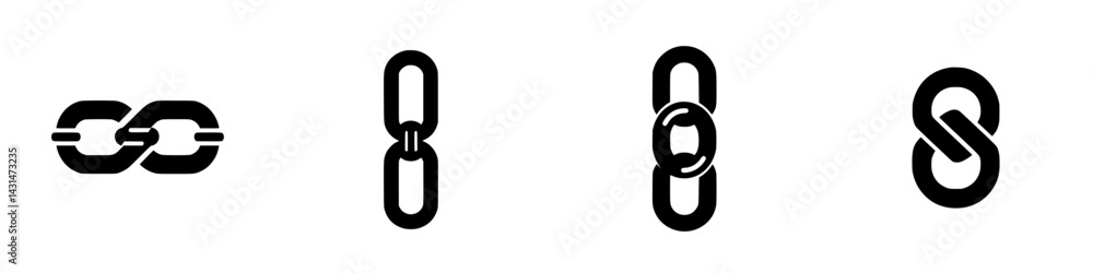 Poster black and white vector illustration of link icons representing connectivity and association in desig