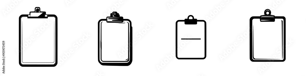 Aufkleber vector illustration icons of blank clipboards with varied designs for use in graphics and documentat