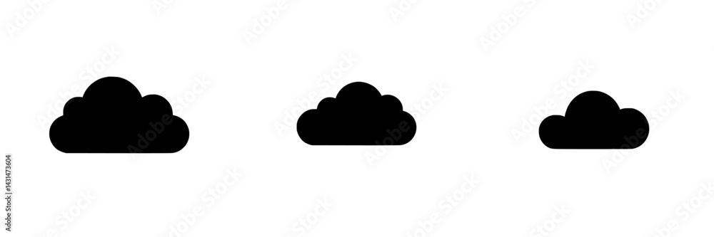 Wall mural stylized vector illustration of black and white cloud icons showing different sizes and shapes