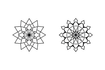 Abstract Geometric Mandala Design Black And White Pattern Elements For Coloring Books