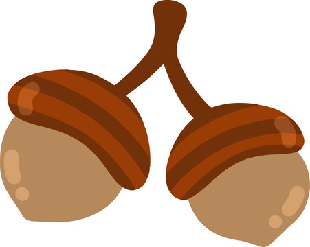 brown acorns on stem, simple design clip art preview