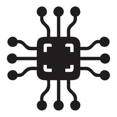 Microchip Icon black silhouette on transparent background