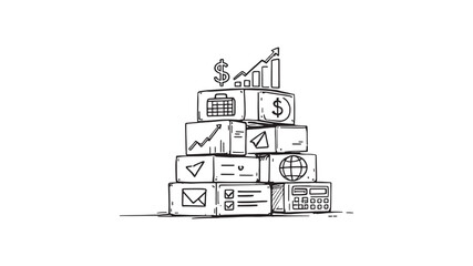 Obraz premium Investor Presentation Line Art Illustration Showcasing Company Vision Goals