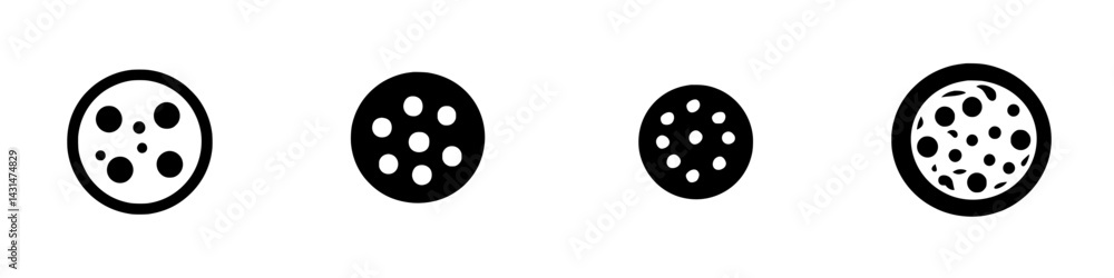 Poster Vector illustration of abstract circular icons in black and white representing various styles and designs of dots and patterns