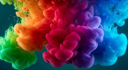 Obraz premium Colorful Ink Flowing in Water Against a Dark Background 